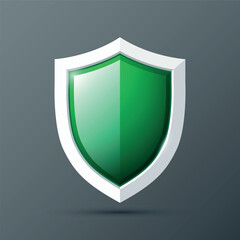 Green potection shield icon. Vector illustration