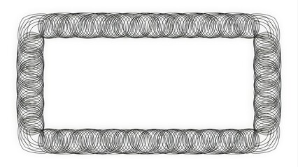 Intricate Black and White Rectangular Frame with Wavy Line Pattern.