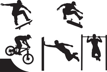 Urban Extreme Sports Action Silhouette Vector