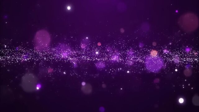 Abstract Christmas background with purple and pink bokeh lights, glowing snowflakes, and shiny glitter stars on a bright vector wallpaper design for a festive holiday night illustration