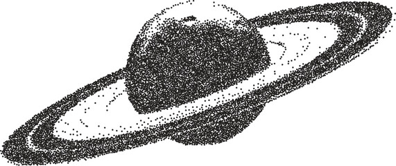 Planet retro y2k stipple design space halftone brutalist urban vector png with clear background, orbit 2000s photocopy grunge tattoo gen z effect © FutureFFX
