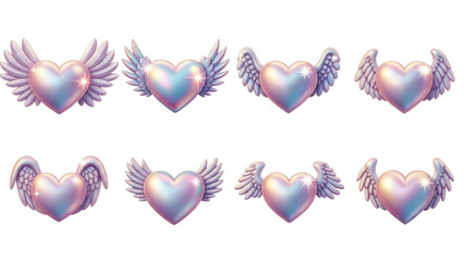 Obraz premium Winged heart wings hearts iridescent