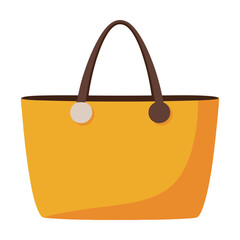 A stylish yellow tote bag with brown handles is depicted against a white background.