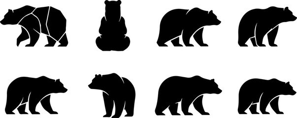 Woodland Wildlife Bear Family Vector Set - Mother and Cub Illustrations