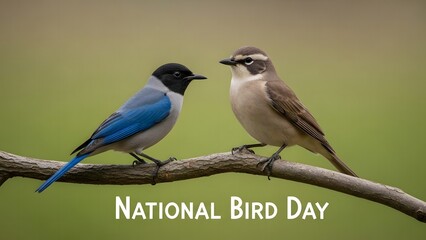 Obraz premium Two birds on a branch for national bird day