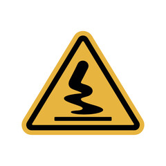 A hazard symbol indicating a slippery surface warns of potential danger and accidents.
