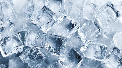 Obraz premium A pile of glistening ice cubes, perfect for chilling drinks and adding a refreshing touch to any occasion. Cool and clean abstract texture.