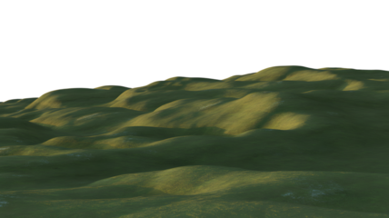 rolling hills with sunlight and shadow. . Isolated on transparent background, png