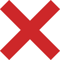 Fototapeta premium Simple Flat Design Red Cross Mark Icon Symbol on White Background