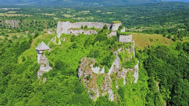 Historic hilltop fortress aerial
