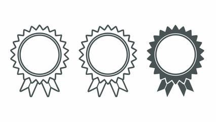 Award ribbon rosette blank outline and award ribbon rosette filled dark