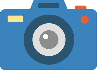Flat Design Simple Blue Camera Device Photography Equipment Icon Illustration