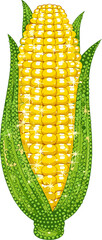Vibrant Shiny Detailed Corn Cob on the Cob Illustration