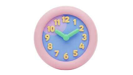 A colorful clock with pink border shows time on white background (51)_no-bg