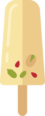 Flat Design Kulfi Ice Cream Stick with Pistachio Nuts Dessert Illustration