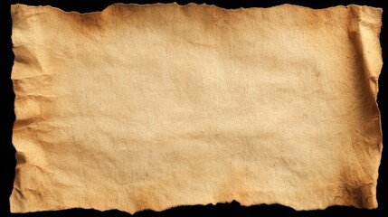 A textured, vintage parchment sheet with jagged edges, perfect for use in invitations, menus, or artistic projects that require a rustic element, It adds a historical feel to any design,