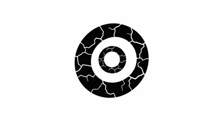 Abstract target symbol with cracked texture, representing challenge and imperfection