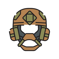 Fototapeta premium helmet black line icon. Vector isolated element