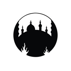 Mosque Silhouette Icon for Islamic Culture