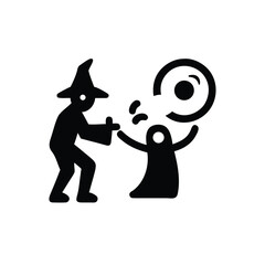 Silhouette of Wizard Summoning Spirit Creature