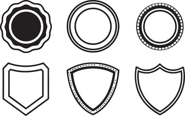 Collection of blank circular and shield shaped badges vector