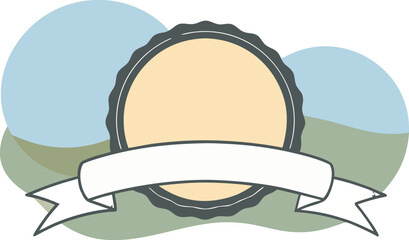 Retro style badge with ribbon and abstract background