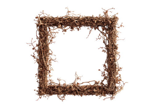 Textured, square frame with intricate, organic design against a black background - Powered by Adobe