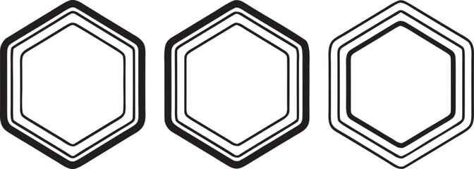 Set of three hexagonal frames with double lines