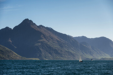 Lake Wakatipu and Snow Capped Mountains of Queenstown, New Zealand