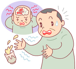 病気・疾患のイラスト - 脳卒中・脳内出血・痺れ・麻痺