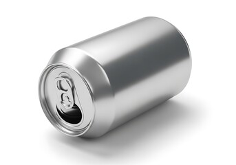 Generic silver aluminum beverage can mockup isolated on a white background with soft shadow
