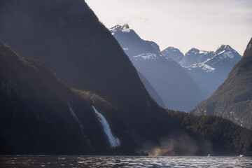 Milford Sound Fjord in Fiordland National Park at sunrise, South Island, New Zealand