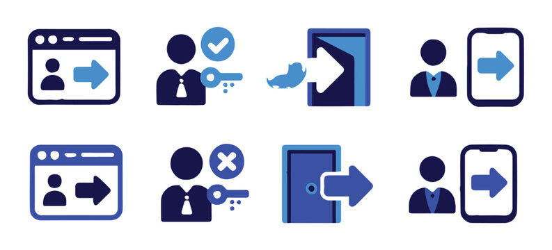 login interface icons profile key door smartphone access actions