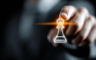 A closeup of a businessman pointing at a strategic planning icon. High quality. High quality