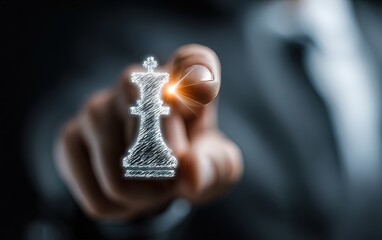 A closeup of a businessman pointing at a strategic planning icon. High quality. High quality