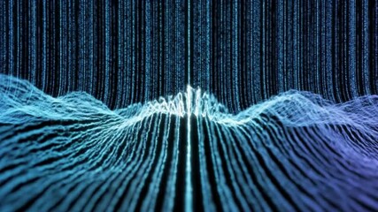 Abstract digital wave visualization showcasing flowing binary code streams representing big data and technological information streams - Powered by Adobe