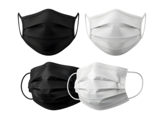 Face masks isolated on transparent background