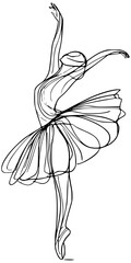 Elegant continuous line drawing of ballerina in tutu pose © Elena
