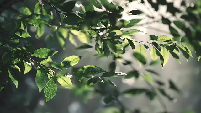 Sunlight Passing Through Green Leaves in Natural Outdoor Environment Captured in Realistic Cinematic Footage with Soft Focus and Detail