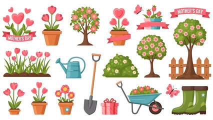 Happy Mother's Day Floral Garden Celebration Elements