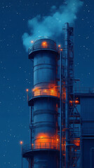 Create a minimalist industrial depiction of a refinery wallpaper