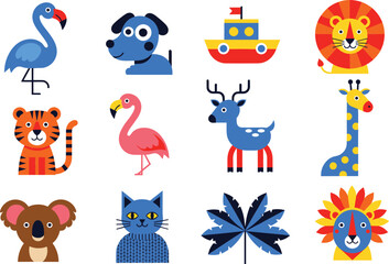 Collection of cute kawaii kitten characters wearing headphones listening to music with heart shapes and love themes flat vector illustration