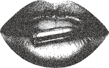 Mouth y2k retro stipple art lip brutalist halftone vector png transparent, tongue 2000s photocopy effect tattoo aesthetic