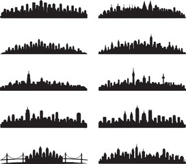 Variety of City Skylines Silhouettes for Urban Landscape Design