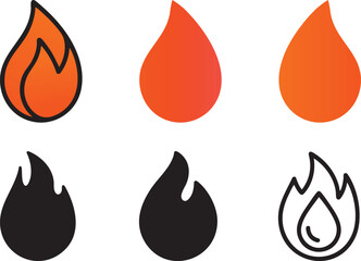 Collection of six flame icons in various colors and styles