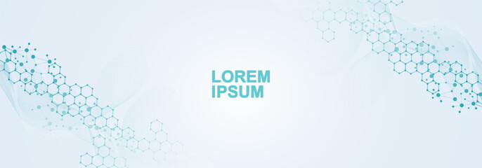 Structure molecule and communication Dna, atom, neurons. Science concept for your design. Connected lines with dots. Medical, technology, chemistry, science background. illustration.