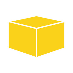 Fototapeta premium Yellow cube on white background