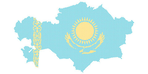 Kazakhstan map with national flag graphic illustration
