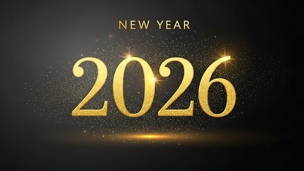 Shining gold 2026 New Year celebration with sparkling particles