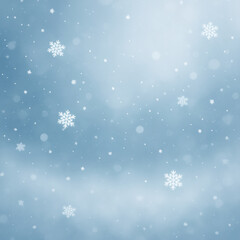 Fototapeta premium Winter Abstract Snowfall Background With Cool Blue Gradient